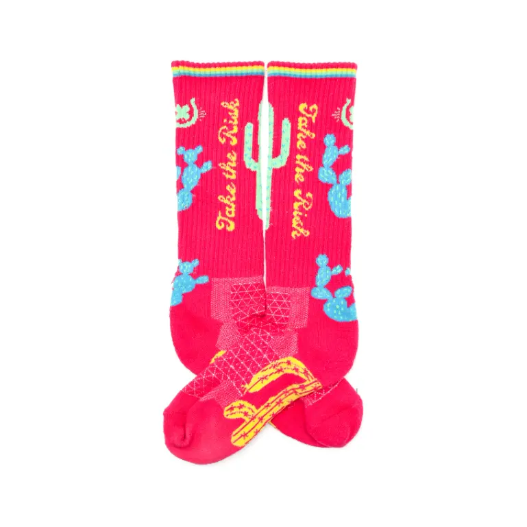 Take The Risk Hot Pink Performance Boot Socks 1