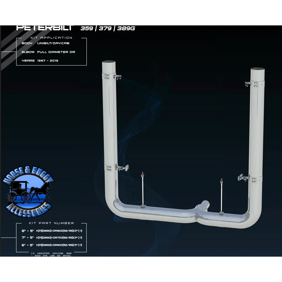 Dp-K389g-Dr60052cp 6'' Picket Z Kit For 389 Pete Glider W/Big Y Pipe {Same As Kdr 6'' Ex. 3'' Longer Elbow} 1