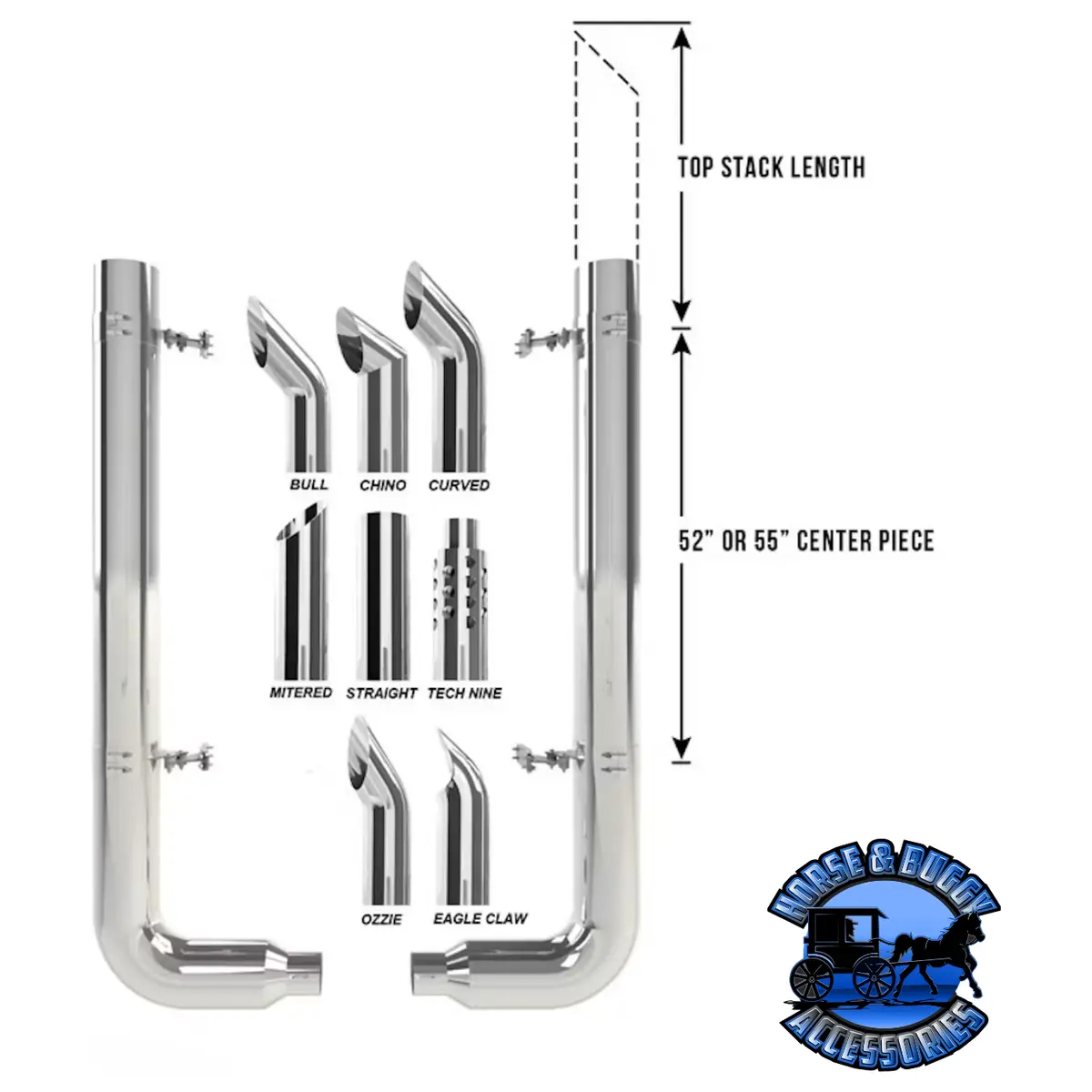 Dp-Krp-Q605055cp 6'' Pete Exhaust Kit W/6'' Reduced To 5'' Pickett Elbows; 55'' Quiet Spool (Clamps Sold Separate) 1
