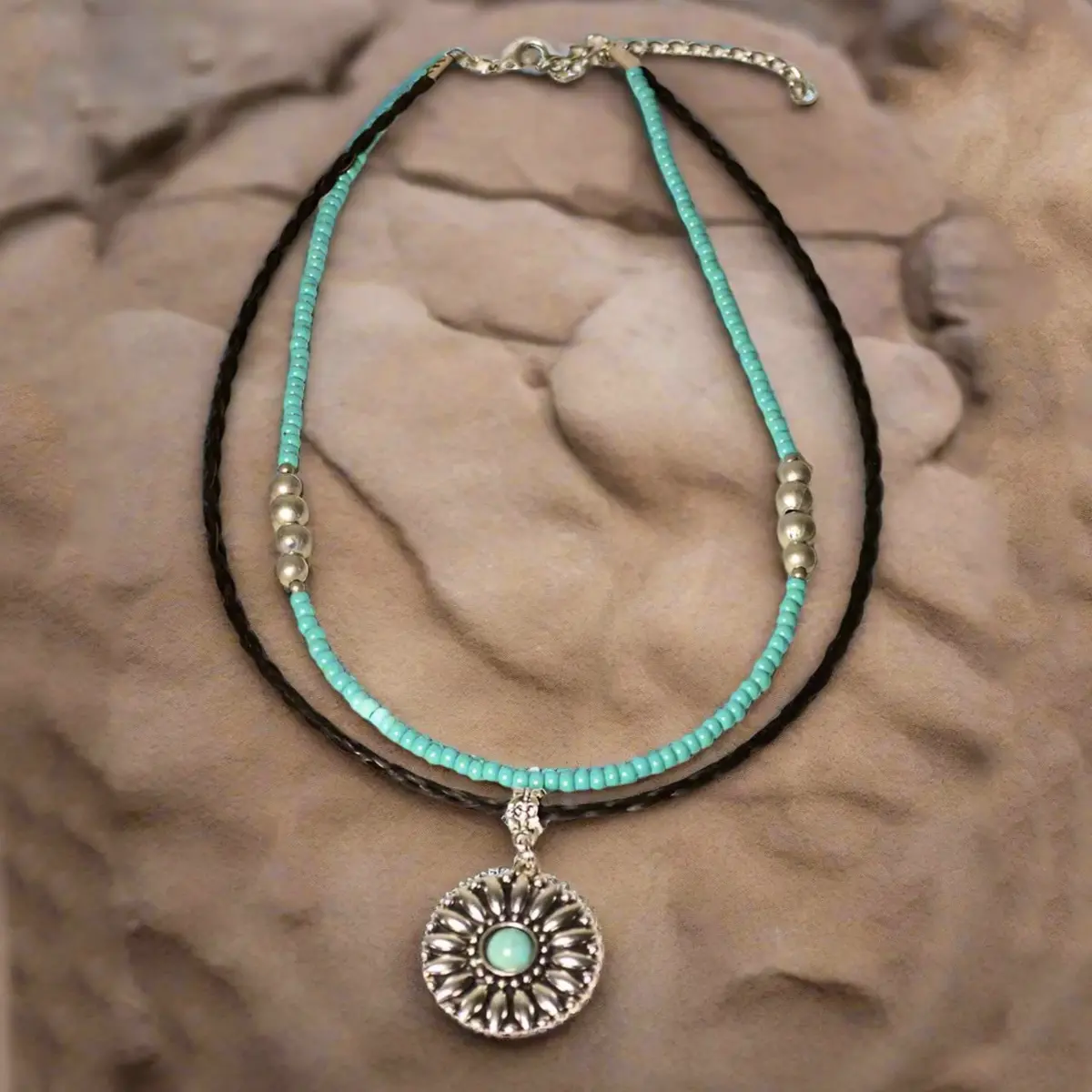 Navajo Sunflower Horsehair Necklace 1