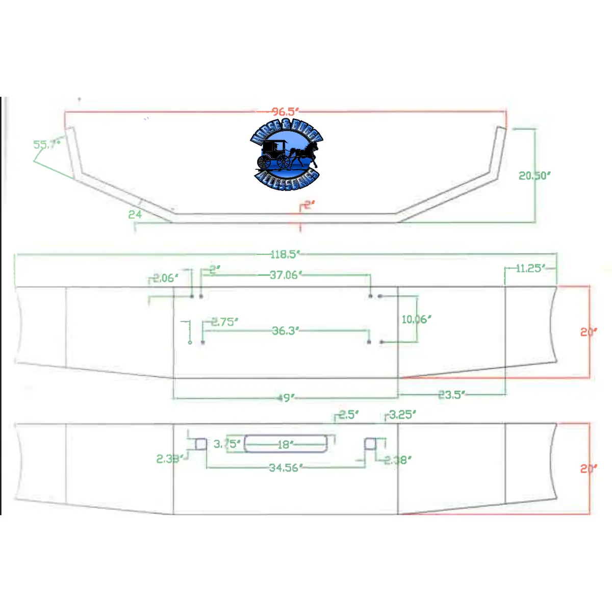 #Fg-57 (Eta060421a) Custom T800 Kenworth 20'' (1986 To 2003) American Eagle Bumper 1