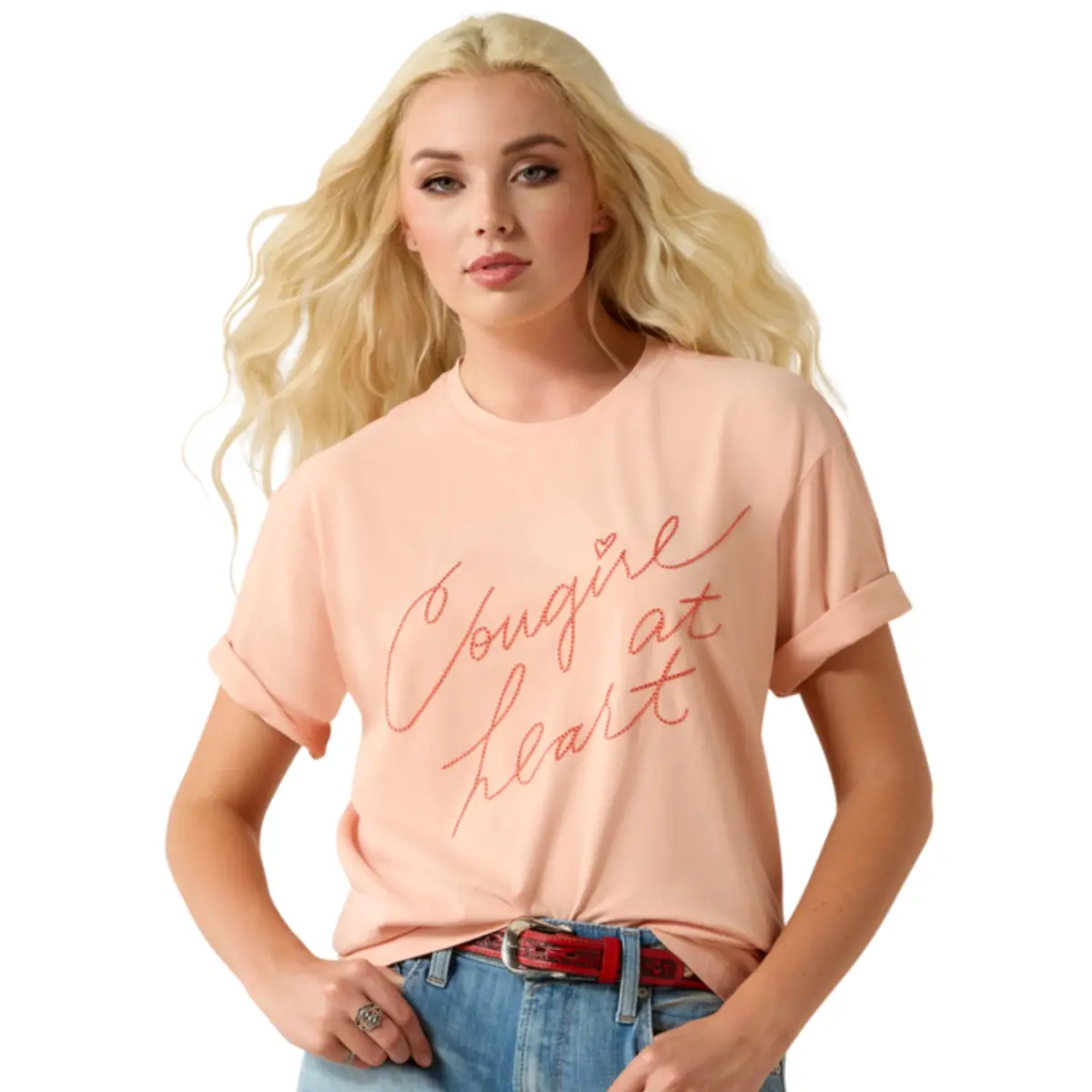 Ariat Cowgirl At Heart Peach T-Shirt At Bourbon Cowgirl 1