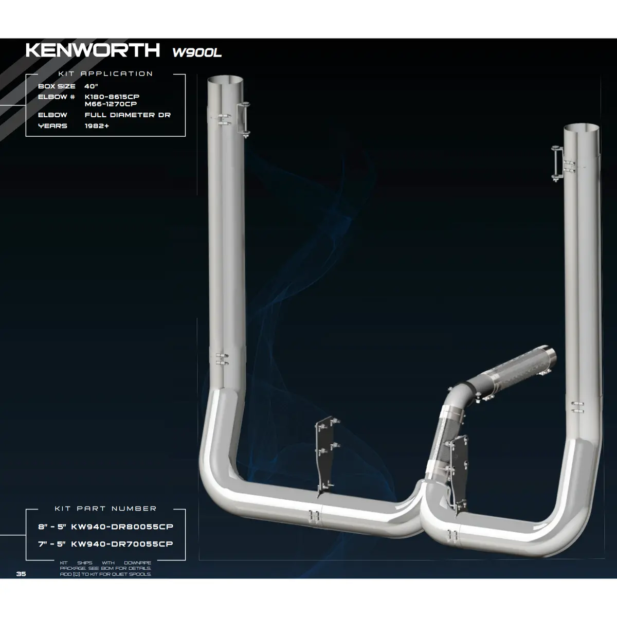 #Kw945-Dr80055cp Kw 8" Reduced To 5" Y Pipe Kit 45" Elbows Rotated Pickets 1