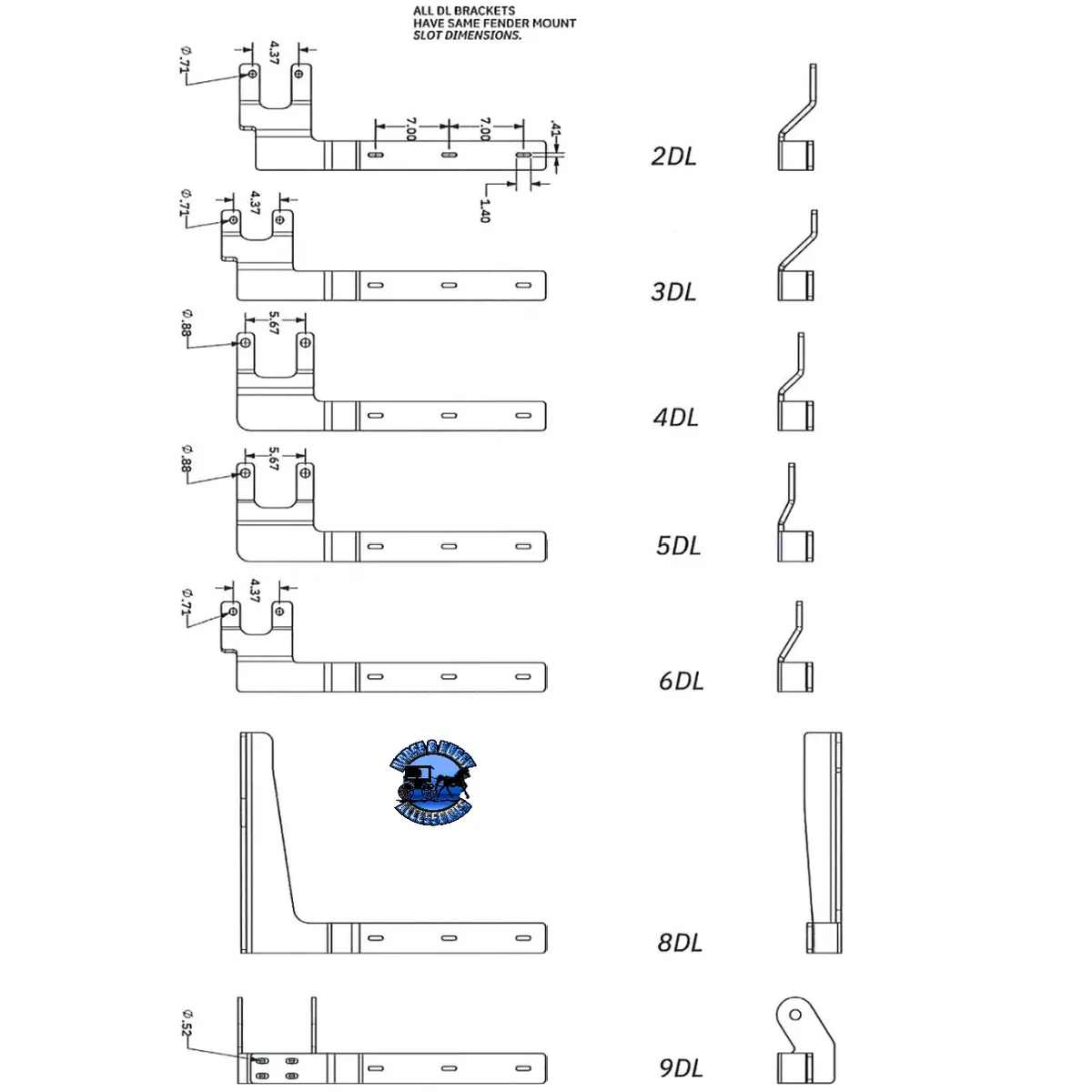 Hogebuilt Blind Mount Brackets (Works On Both Mid Or Low Drop Half Fenders) (Choose Suspension) 1