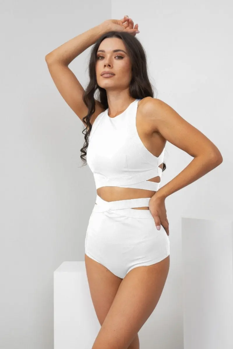 Lunalae Tara High Waisted Bottoms - White 1