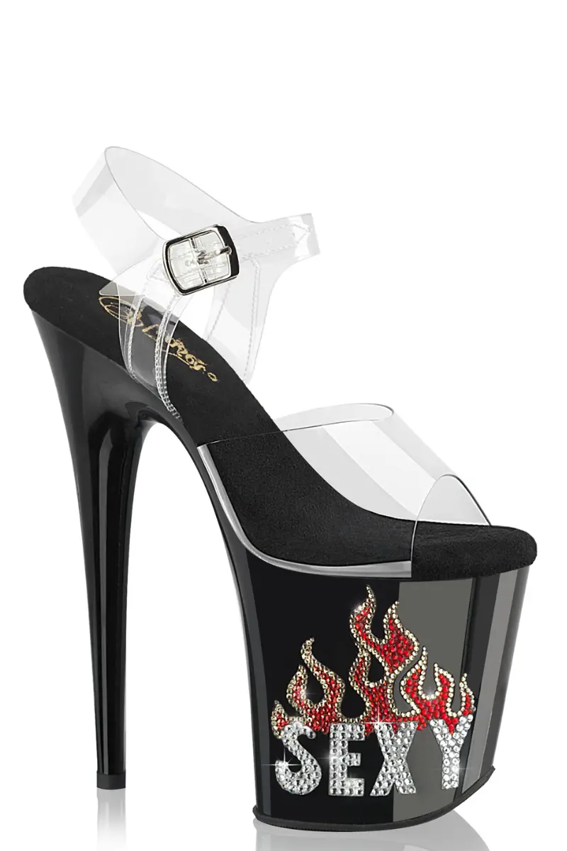 Pleaser Usa Flamingo-808Sexy 8Inch Stilettos - Patent Black 1