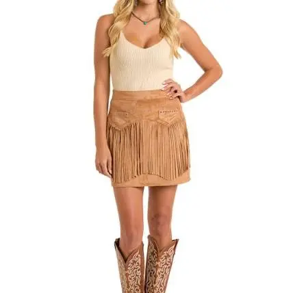 Microsuede Fringe Skirt By Rock And Roll Denim At Bourbon Cowgirl 1