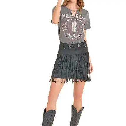 Fringe Microsuede Skirt By Panhandle For Country Girls At Bourbon Cowgirl 1
