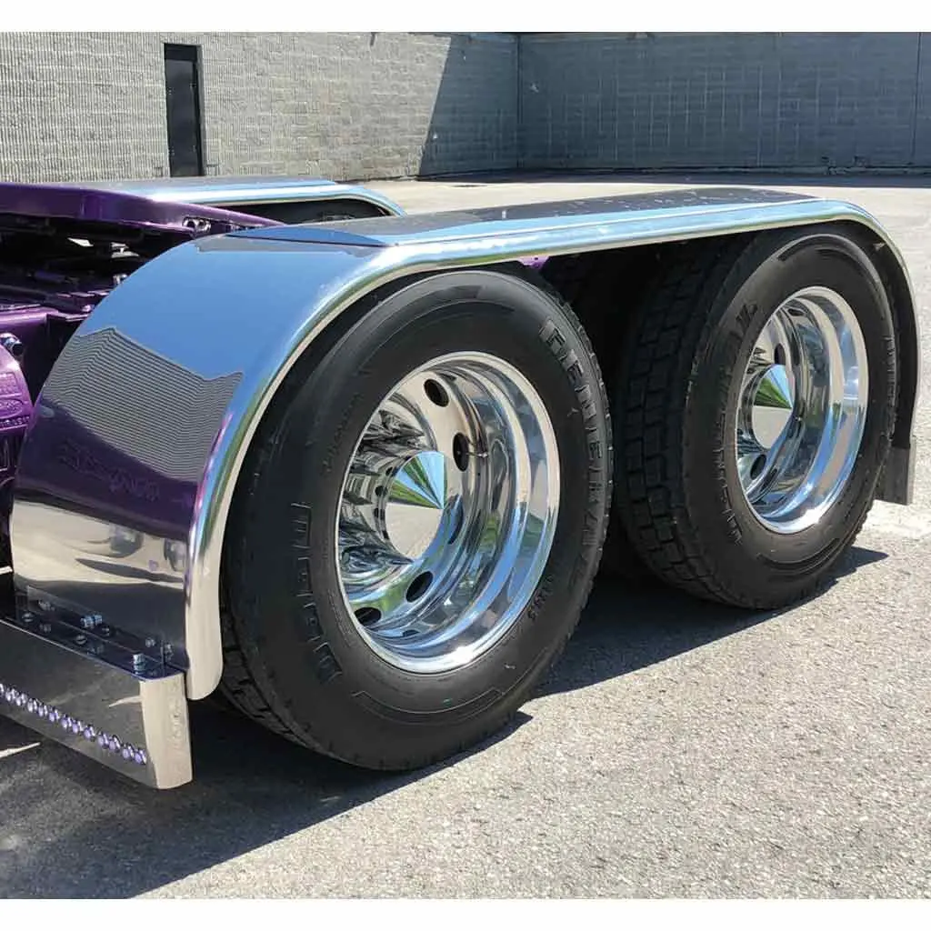 Tfen-F10 142″ ‘The Boss’ Smooth Straight Drop Full Fenders – 14 Gauge | Mirror Shine Stainless Steel 1