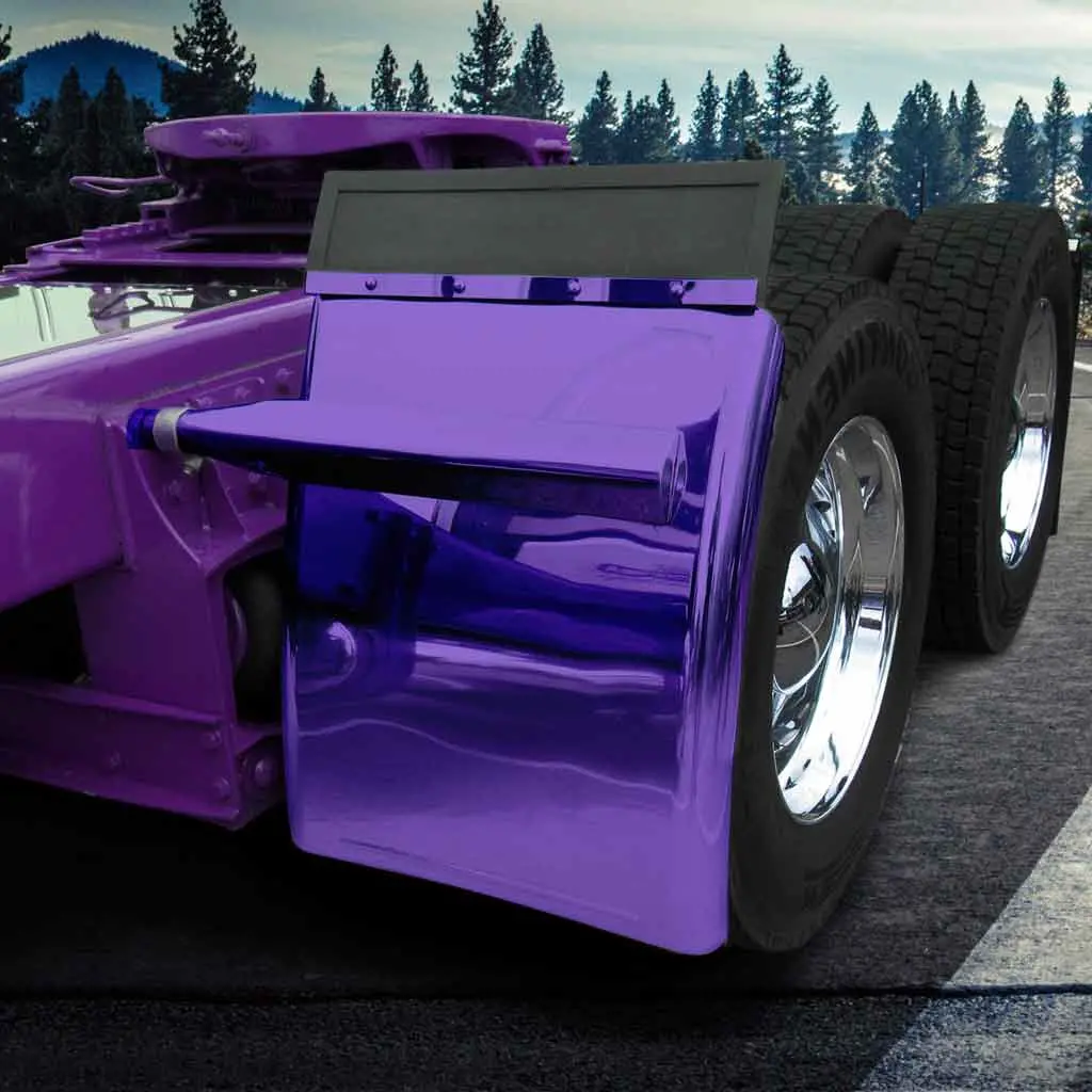 Tfen-Q31p 31″ Smoke & Mirror Triangle Mount Long Straight Drop Quarter Fender Kit – Purple | 16 Gauge 1