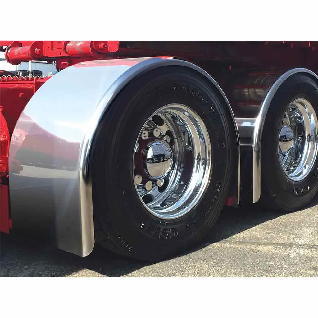Tfen-S37 96″ Smooth Straight Drop Single Axle Fenders -14 Gauge | Mirror Shine Stainless Steel 1