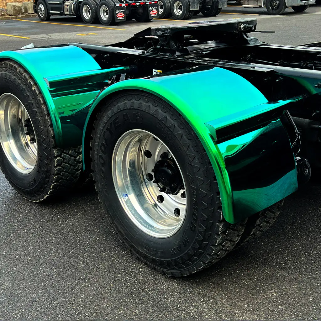 Tfen-S47gr 80″ Smoke & Mirror Smooth Single Axle Fenders With Flange – Green | 14 Gauge 1