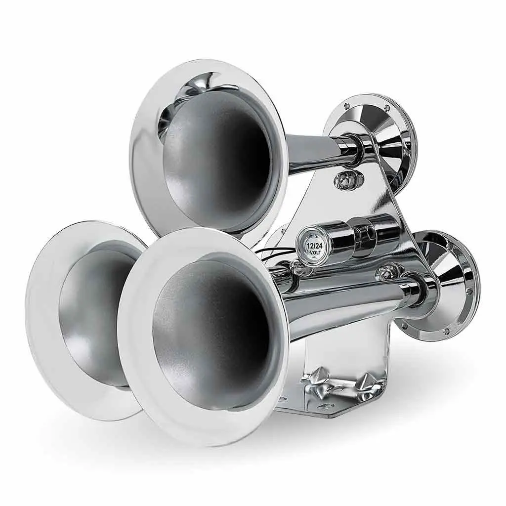 Thorn-1 3 Bell Air Powered Train Horn – 130-135 Decibels | Chrome Plated Zinc Alloy 1