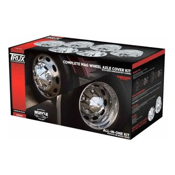 Thub-Mc1 Complete Chrome Abs Plastic Mag Wheel Axle & Nut Cover Kit 1