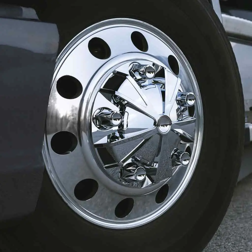 Thub-Mfrp33 Chrome Abs Plastic Front Mag Wheel Axle Cover Kit With Removable Center Cap & 33Mm Threaded Nut Covers 1