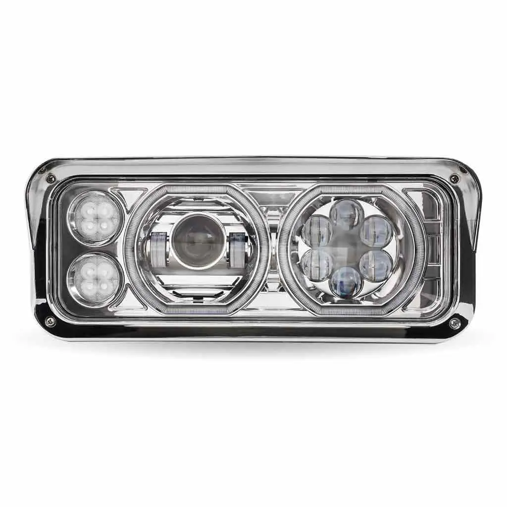Tled-H121 Universal Led Projector Headlight Assembly With Glow Position Halos & Marker Leds – Chrome (Passenger Side) 1