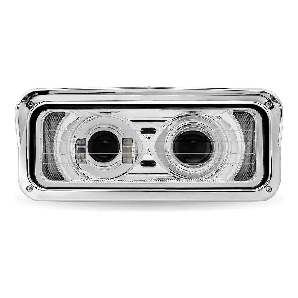 Tled-H127 Rect Heated Backlit Chrome Headlight Assembly; Pass Side 1