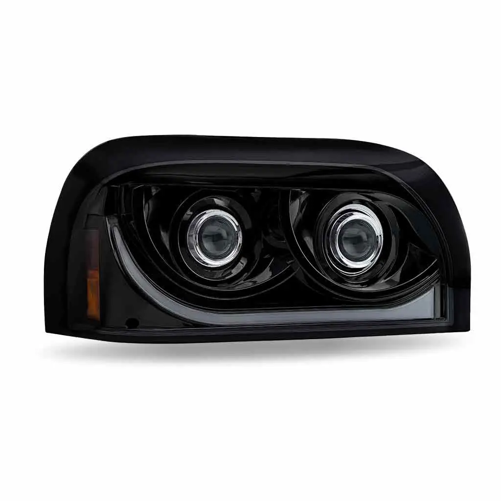 Tled-H58 Freightliner Century Led Projector Headlight Assembly With Led Glow Position, Turn & Marker Accent – Black (Passenger Side) 1