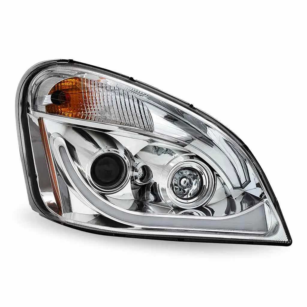 Tled-H67 Freightliner Cascadia Led Projector Headlight Assembly With Led Glow Position, Turn & Marker Accent – Chrome (Passenger Side) 1
