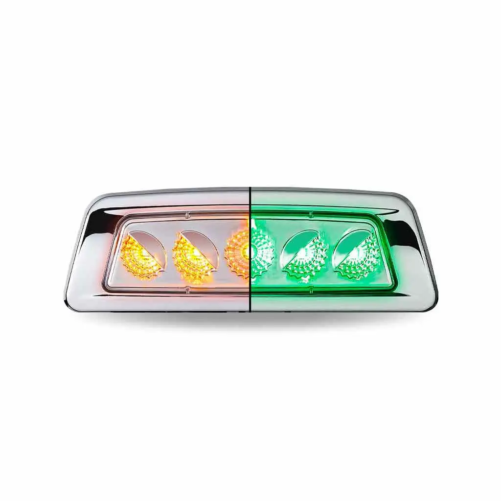 Tled-K100ag (Peterbilt 567) Kenworth T680/T700/T880 Driver Fender Marker Light-Dual Revolution Amber/Green Led 1