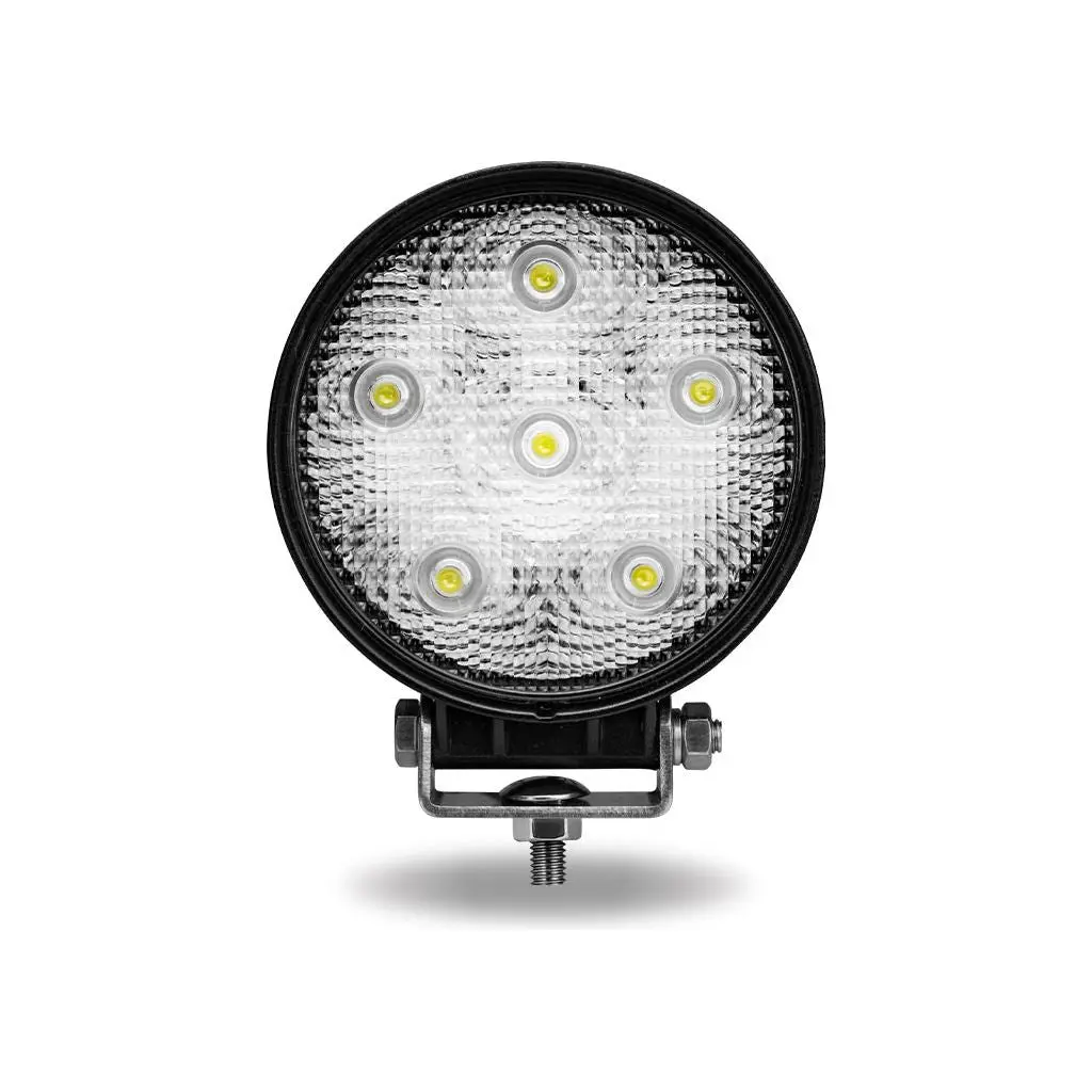 Tled-U23 Universal White Round Spot Work Light - Clear Lens - Black Housing (6 Diodes) - 600 Lumens 1