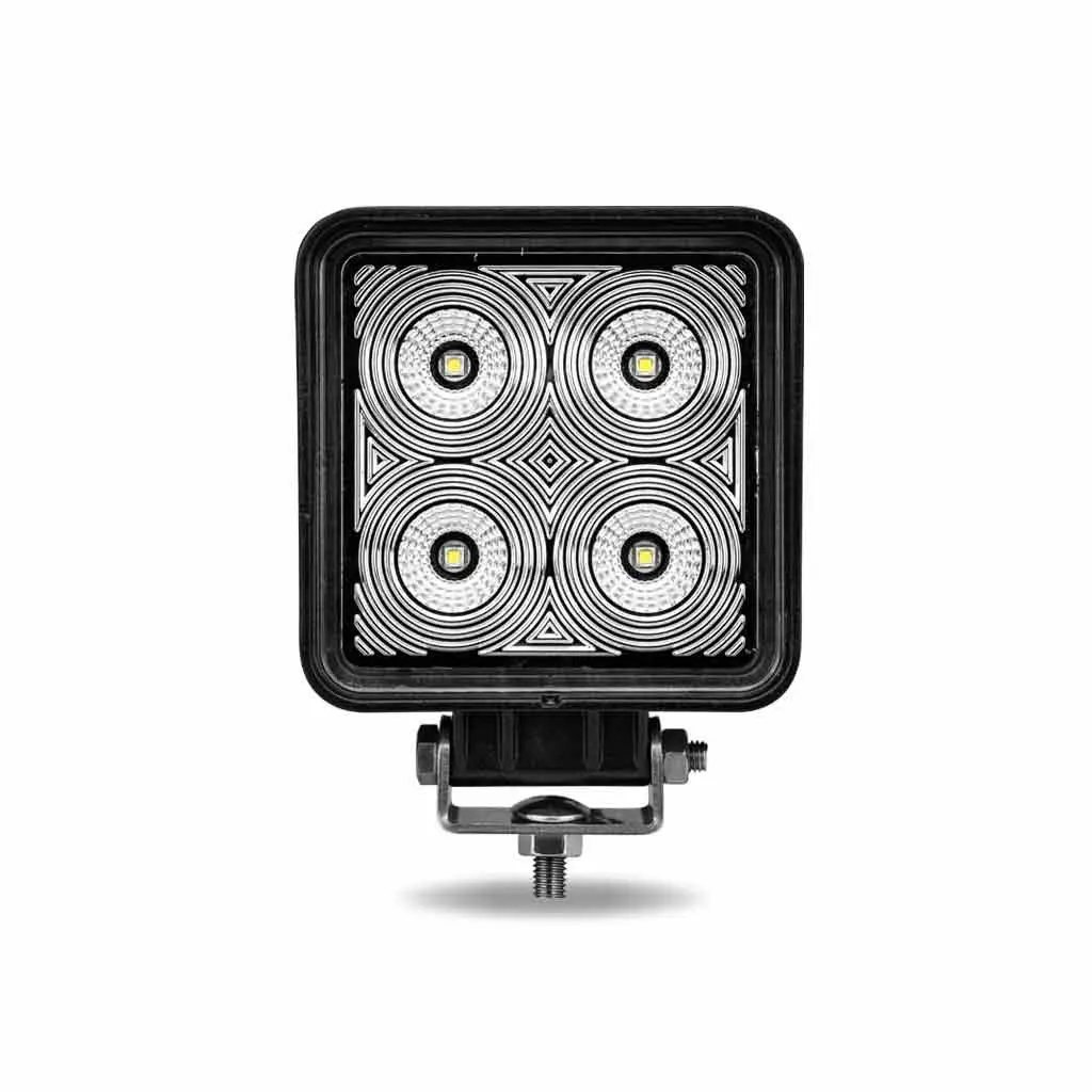 Tled-U27 Universal White Square Work Light With Flood Beam - Clear Lens - Black Housing (4 Diodes) - 4000 Lumens 1