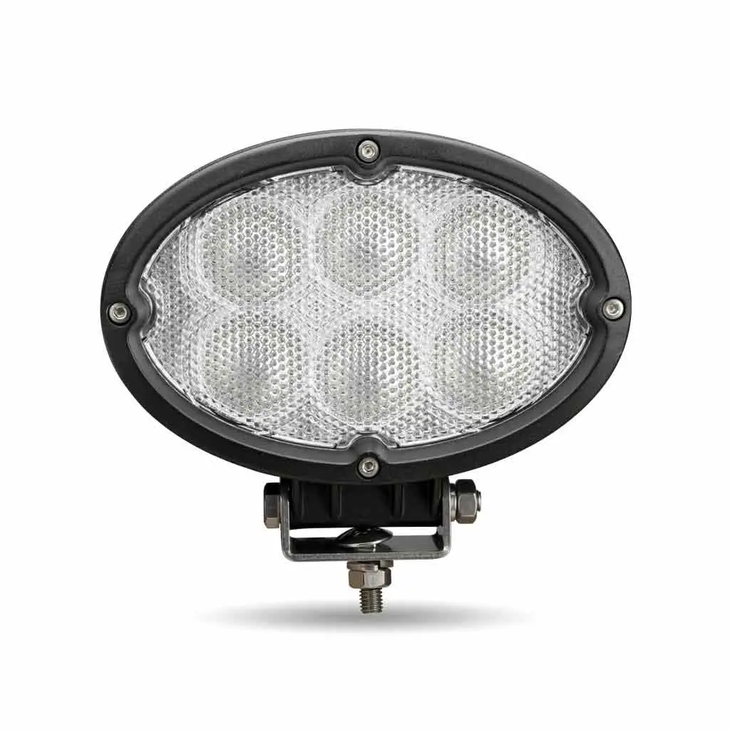 Tled-U29 Universal White Cree Oval Flood Work Light - Clear Lens - Black Housing (6 Diodes) - 5400 Lumens 1