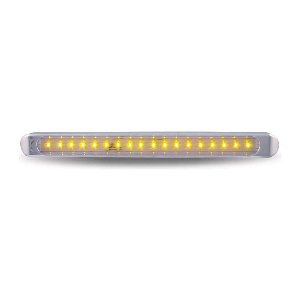 Tled-U3a Chrome Auxiliary Stop, Turn & Tail Led Light Strip - Amber (12 Diodes) 1