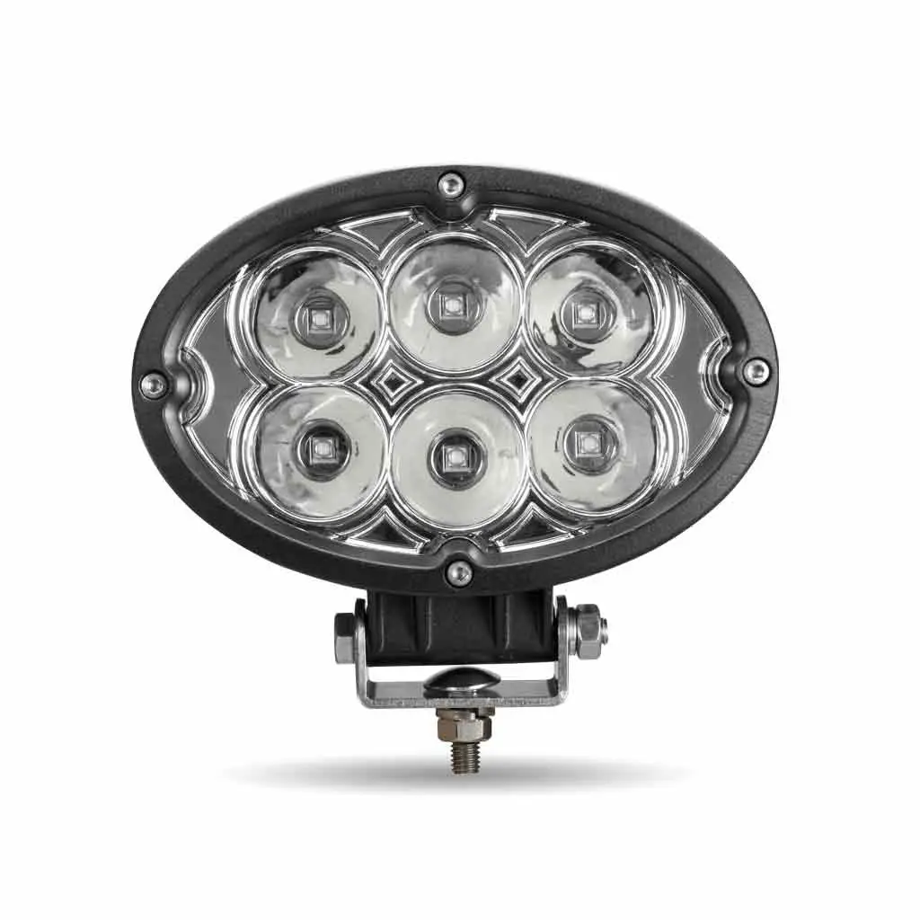 Tled-U9 Universal White Cree Oval Work Light - Clear Lens - Black Housing (6 Diodes) - 5400 Lumens 1