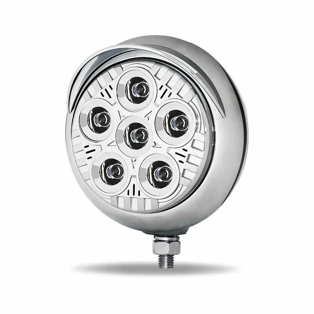 Tled-Ux4 Legacy Series Round Led Load/Work Light With Chrome Front - Chrome Housing - Chrome Visor 1