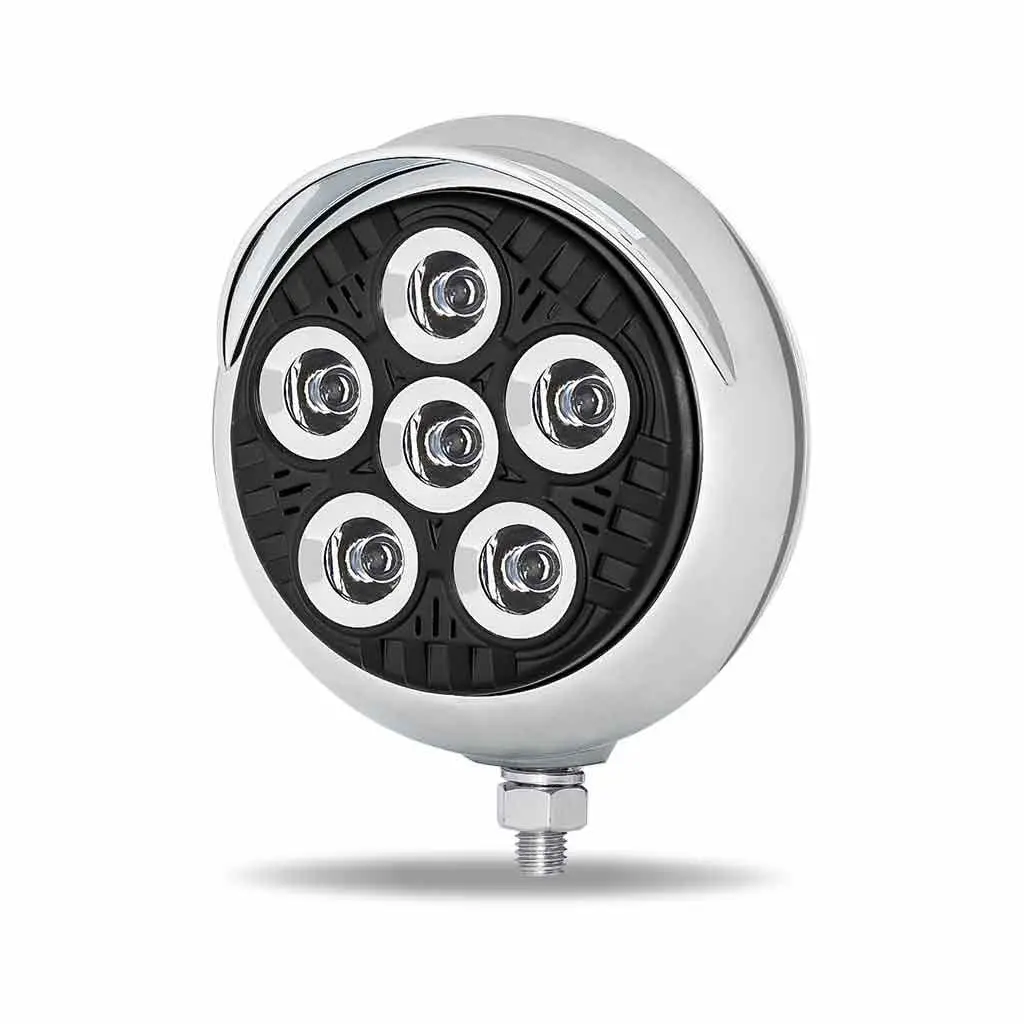 Tled-Ux6 Legacy Series Round Led Load/Work Light With Black Front - Chrome Housing - Chrome Visor 1