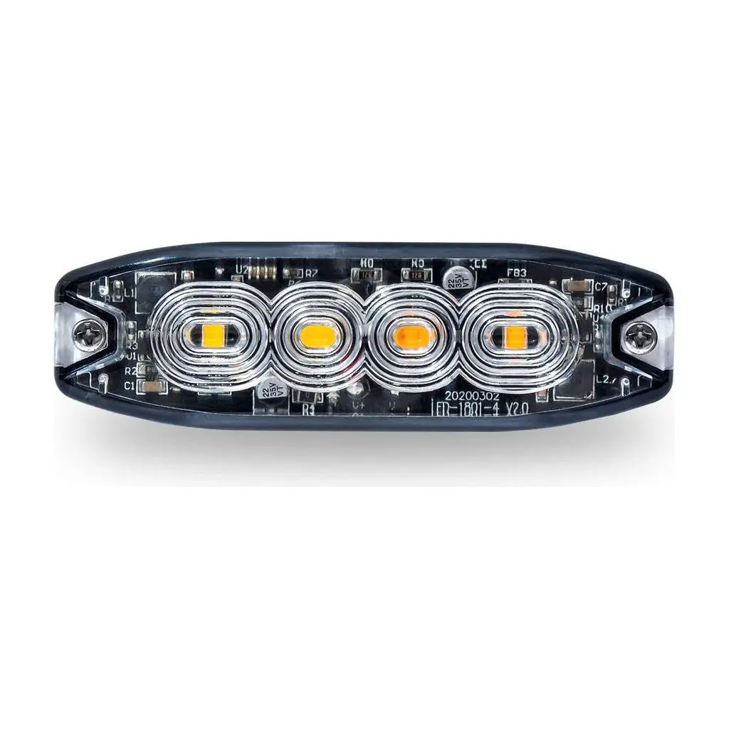 Tled-W34aw Amber/White Led Class 1 Low Profile Warning Strobe With 36 Flash Patterns (4 Diodes) 1