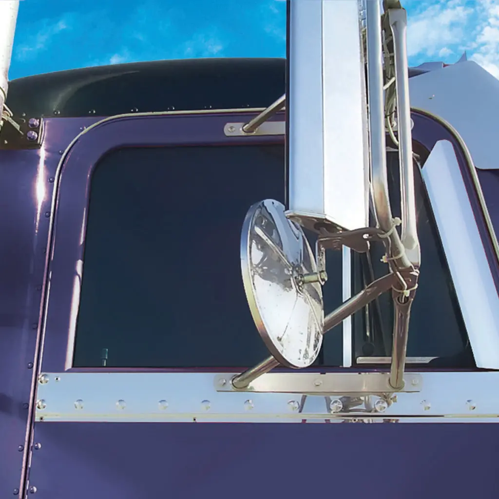 Tp-1450 Peterbilt Upper Door / Under Window Trim - Behind Mirror Bracket - Rivet Mount [1973-2005] 1