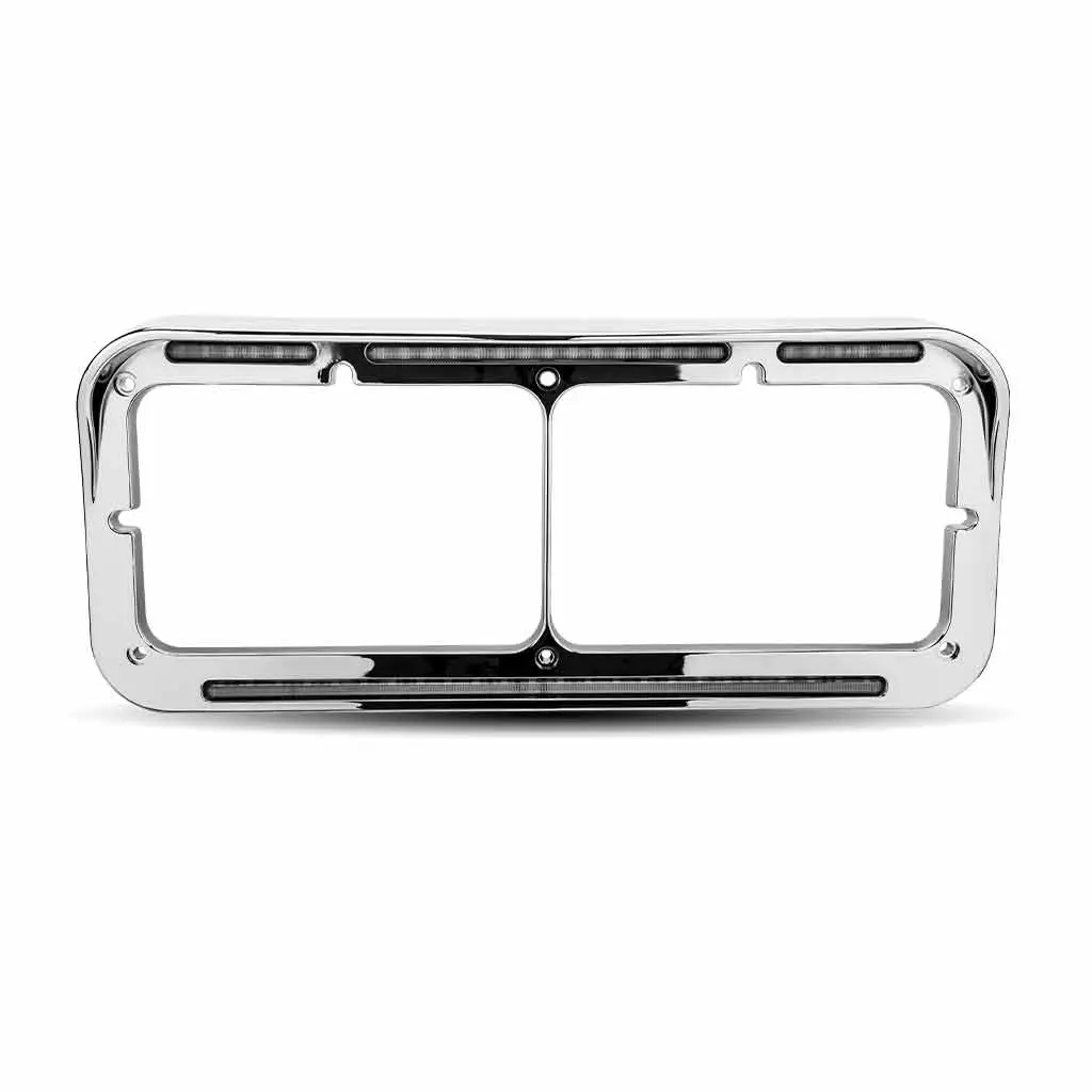 Tu-1029 Universal Rectangular Flatline Headlight Bezel - Clear Amber 1