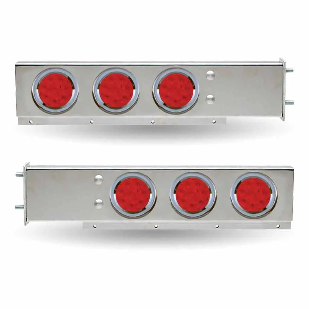 Tu-9209L1 30″ Led Mud Flap Hangers – 3 3/4″ Bolt Spacing | 4″ Leds (Red Lens) | Stainless Steel 1