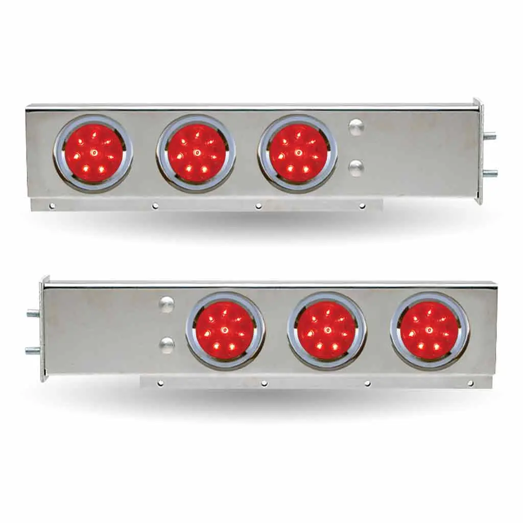 Tu-9210L1 30″ Led Mud Flap Hangers – 2 1/2″ Bolt Spacing | 4″ Leds (Red Lens) | Stainless Steel 1