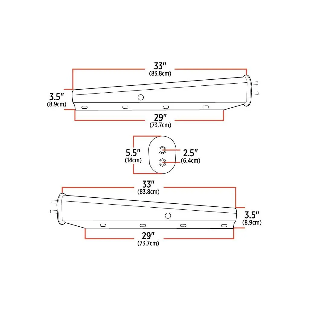 Tu-9259 33″ Mud Flap Hangers – 2 1/2″ Bolt Spacing | Chrome Steel 1