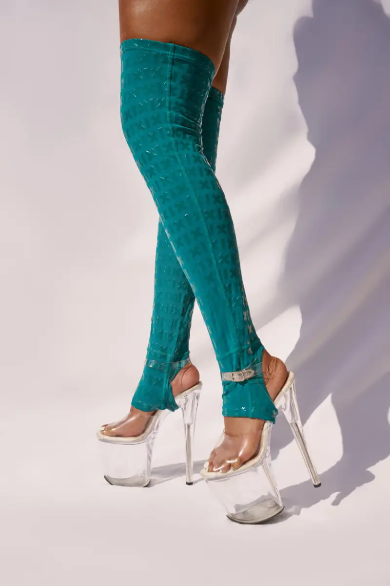 Cxix Gecko Grip Thigh Highs - Teal 1