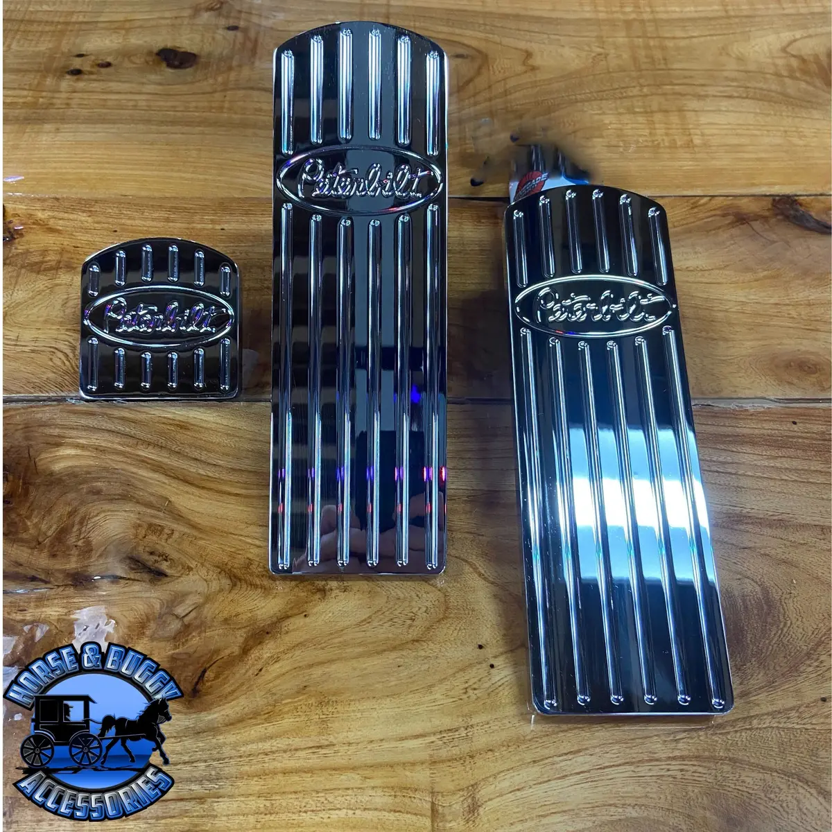 Rz-Ps3-Pbbac Peterbilt Style Solid Billet Aluminum Pedal Set Of 3 With Peterbilt Cut Out (379,389,359) 1