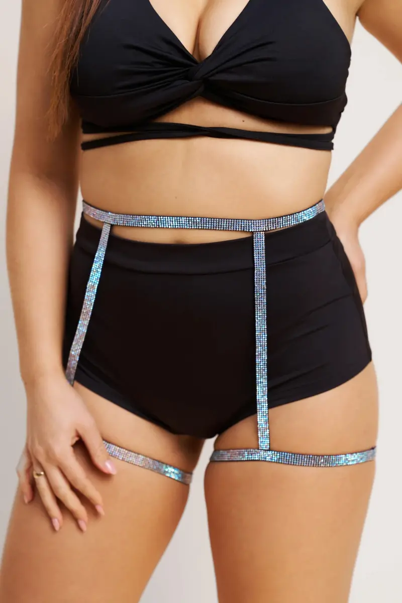 Lunalae Luxe Diamante Garter Belt - Silver 1