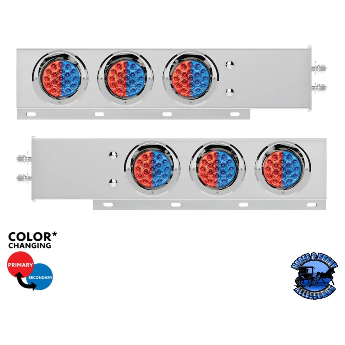 2" Bolt Pattern Ss Spring Loaded Light Bar With 6X Double Fury 19 Led Lights & Visors (Choose Color) 1