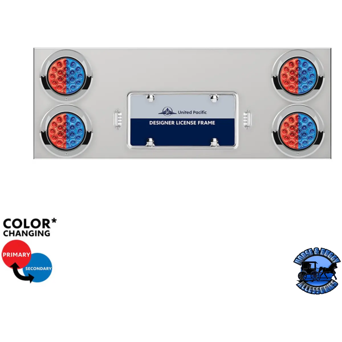 33-3/4" Ss Rear Center Panel With 4X 19 Led 4" Double Fury Lights & Visors (Choose Color) 1