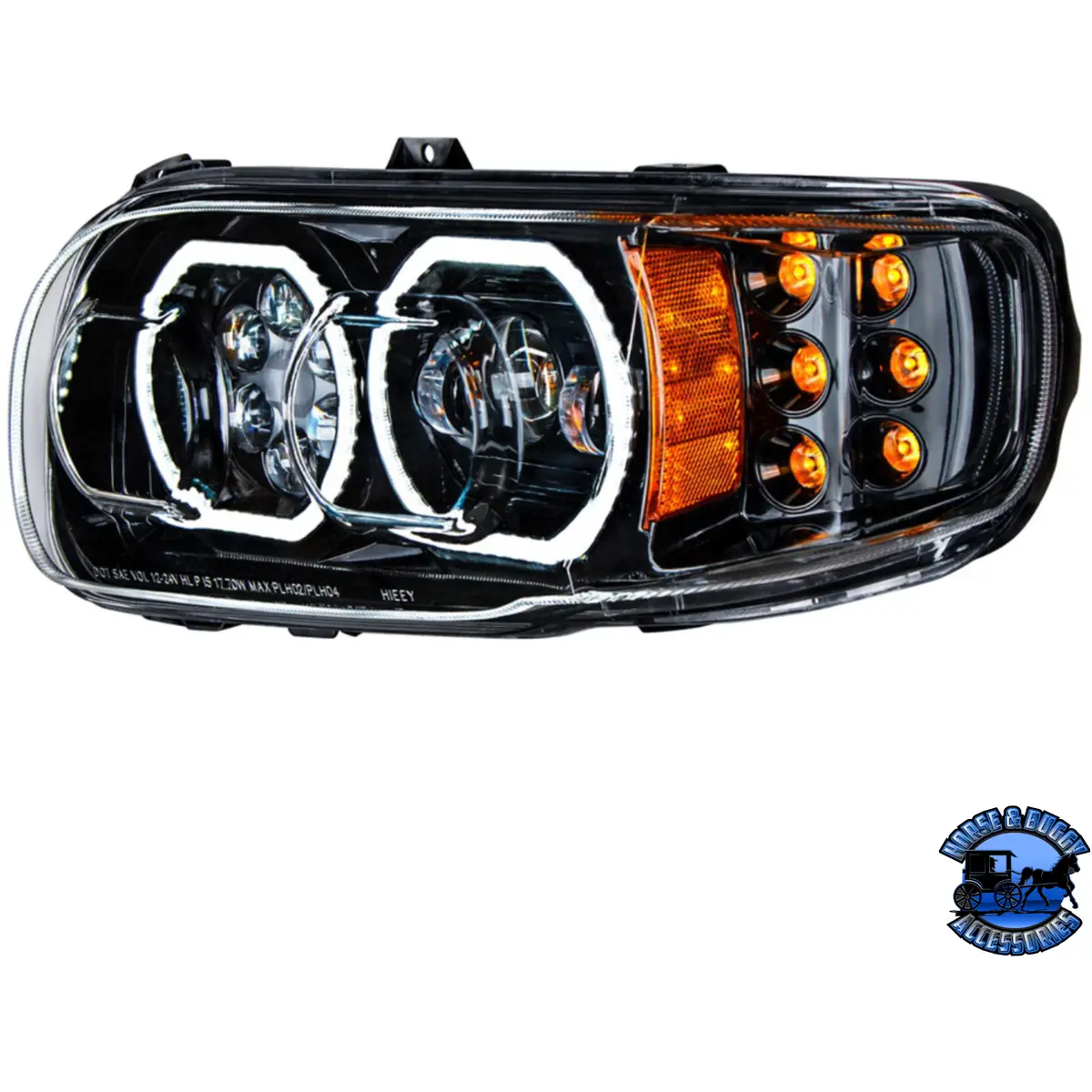 High Power 10 Led Headlight With 6 Led Turn & 100 Led Halo For 2008-2023 Peterbilt 389 (Choose Color) (Choose Side) 3