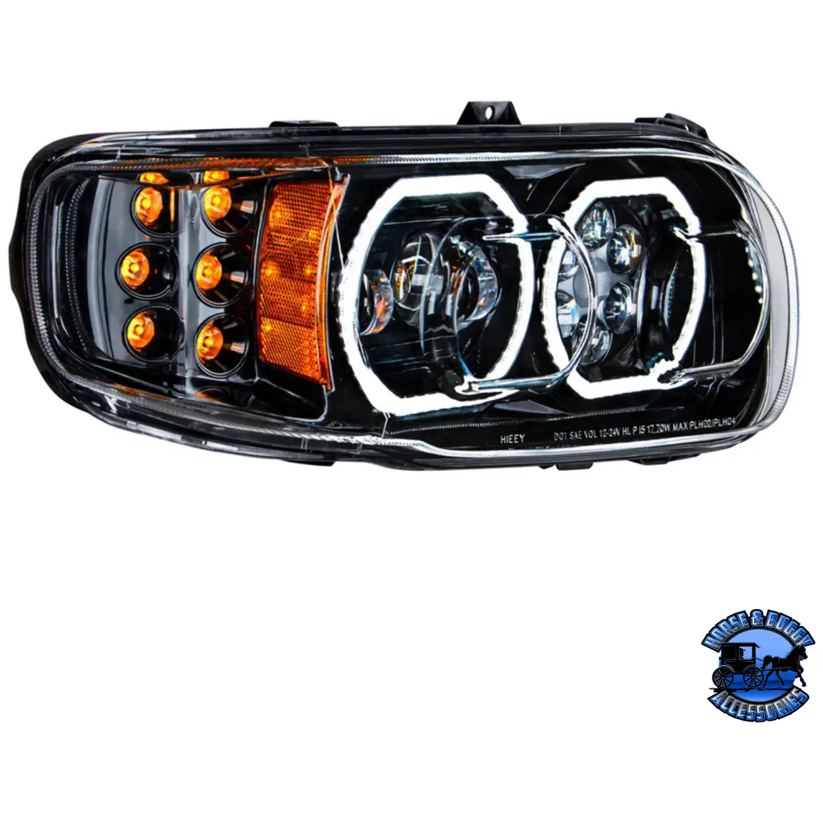 High Power 10 Led Headlight With 6 Led Turn & 100 Led Halo For 2008-2023 Peterbilt 389 (Choose Color) (Choose Side) 4