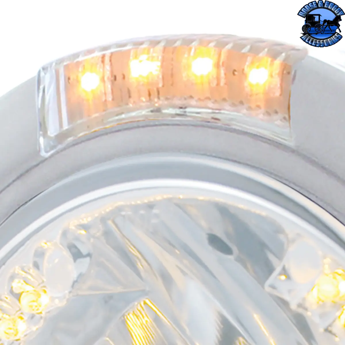 Stainless Steel Bullet Half Moon Headlight H4 With Amber Led & Signal (Choose Mode) (Choose Color) 2