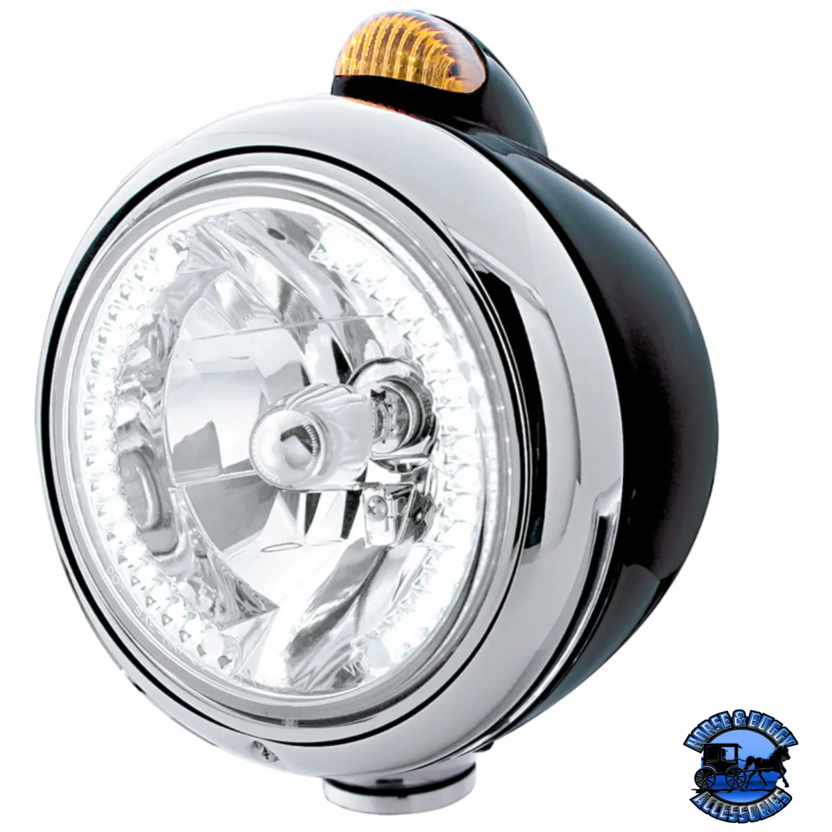 Black Guide 682-C Headlight H4 With White Led & Dual Mode Led Signal (Choose Color) 1