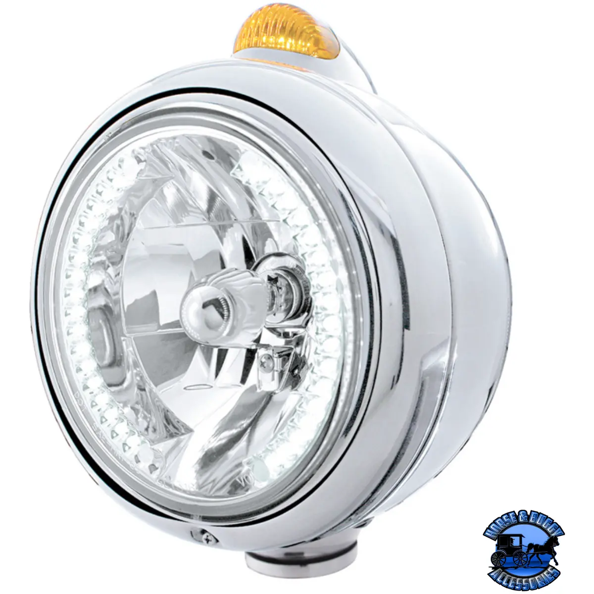 Chrome Guide 682-C Headlight H4 With White Led & Dual Mode Led Signal (Choose Color) 1