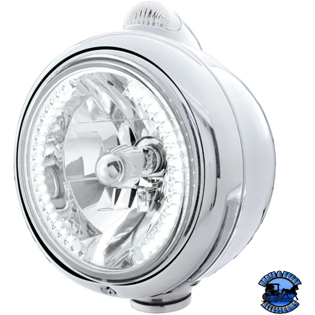 Stainless Steel Guide 682-C Headlight H4 With White Led & Dual Mode Led Signal (Choose Color) 1