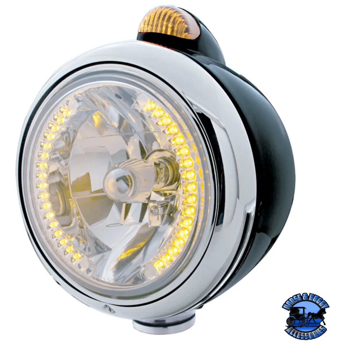 Black Guide 682-C Headlight H4 With Amber Led & Dual Mode Led Signal (Choose Color) 1