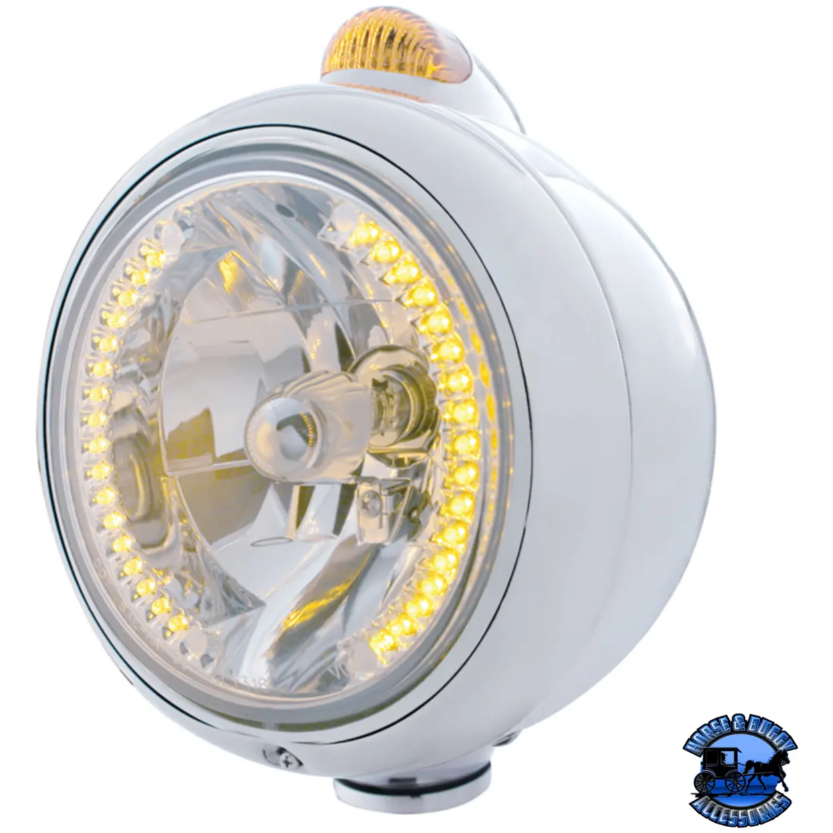 Stainless Steel Guide 682-C Headlight H4 With Amber Led & Dual Mode Led Signal (Choose Color) 1